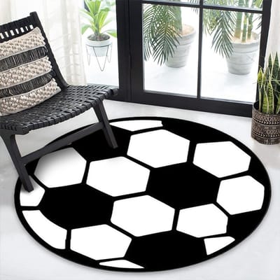 XL Voetbal Tapijt Rond - Kinderen - Bal - Kruipmat - Vloermat - Soccer - Vloerkleed - Speelkleed - voetbalkamer - Zacht - 120 x 120 CM