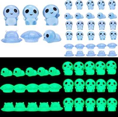 Mini Glowing Alien Toys - 60 Stuks Kleine Resin Wezens voor Grappige Verstopplekken, Ruimtefeesten en Halloween Decoratie