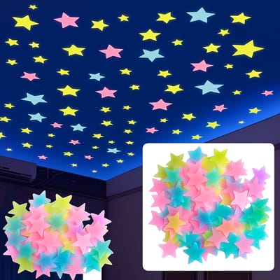 Sterren Glow In Dark Muurstickers 100 Stuks I Lichtgevende sterren Muurstickers I Multikleurige Sterren I PVC I Multicolor