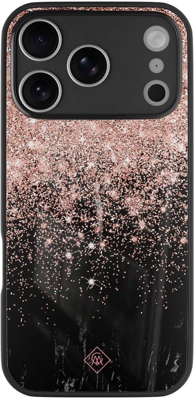 Casimoda® hoesje - Geschikt voor iPhone 17 Pro Max - Marmer Twist - Luxe Hard Case Zwart - Backcover telefoonhoesje - Rosekleurig