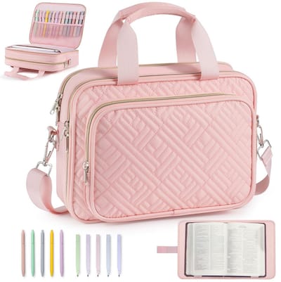 Dailygoods- Bijbelhoes voor Vrouwen - Boekomslag met Schouderriem - Draagtas voor Dagboek - Organizer met Compartimenten - Inclusief Bijbelmarkeerstiften - Ruimte voor 11-inch Tablet - Bijbeltas
