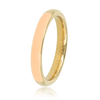 My Bendel - Goudkleurige Ring met Half Epoxy Oranje - Goudkleurige Ring - Half Epoxy Oranje - 3mm Breed - Stijlvol - met Luxe Cadeauverpakking | Sieraden Voor Dames | Maat 16.00 Mm / Maat 50