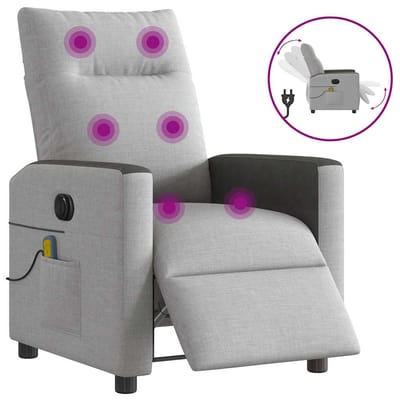 vidaXL - Massagestoel - elektrisch - verstelbaar - stof - wolk - grijs