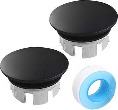 Set van 2 Overloopdeksels voor Wastafel, Geschikt voor Badkamer en Keuken, Inclusief Ronde Ring en Band voor Overloopgaten