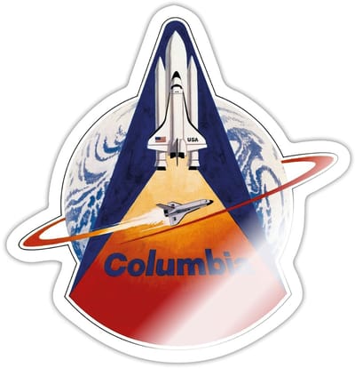 NASA Space Shuttle Columbia Sticker maat S (10 x 10 cm)