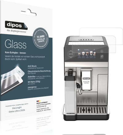 dipos – 2x Matte Pantserfolie geschikt voor DeLonghi Eletta Ultra 2026 | 9H Screenprotector