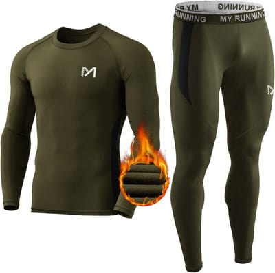 MEETHOO Thermo kleding set voor mannen en vrouwen - Thermo-ondergoed Heren Set -Groen-XL