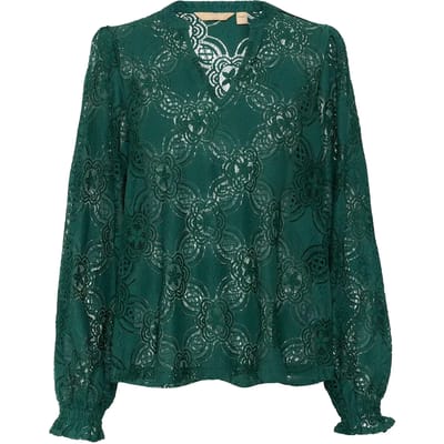 Blouse met lange mouwen Relaxed fit Botanical Garden dark green