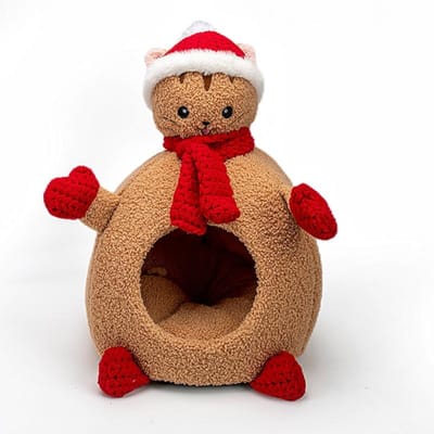 Winter Warm Driedimensionaal Cartoon Gesloten Kleine Hondenkennel Kerststijl Creatieve Dierenkennel Dierenbenodigdheden S 43*30cm