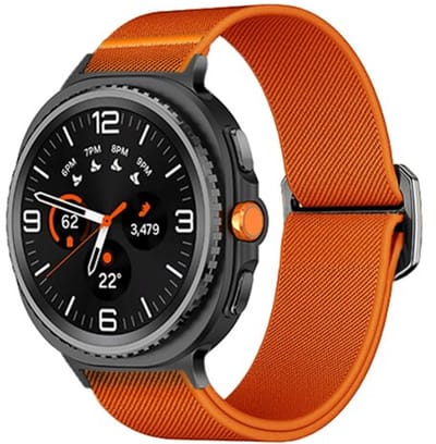 By Qubix - smartwatch bandje - Compatible Samsung bandje - Nylon Loop bandje - Oranje - Geschikt voor Samsung Galaxy Watch 9 (40/44mm) - Watch 8 (40/44mm) - Watch 8 Classic (46mm)