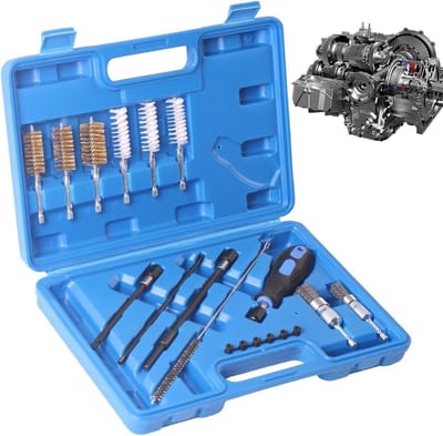 Injector Reinigingsset - Motoronderhoud Borstelset - Motoronderhoud Uitvoeren - 19 Delige Gereedschapsset - 33.5 x 23.5 x 6 cm