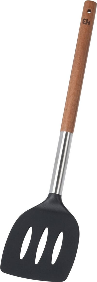 Excellent Houseware Bakspatel/bakspaan - zwart kunststof/acacia hout - 34 cm - Keukengerei