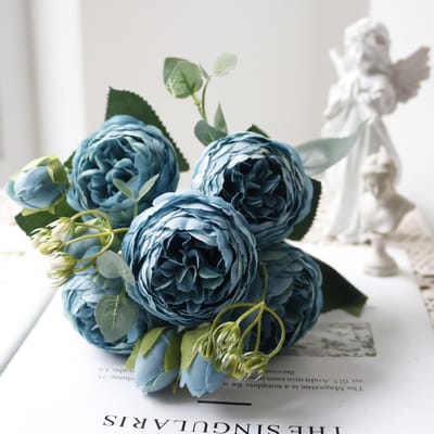 Hot Selling 1 stuks/30 cm Roze Zijden Boeket Pioen Kunstbloem 5 Grote Kop 4 Kleine Knop Bruid Bruiloft Huisdecoratie Artifi