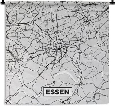 Wandkleed - Wanddoek - Essen - Kaart - Plattegrond - Duitsland - Stadskaart - 180x180 cm - Wandtapijt