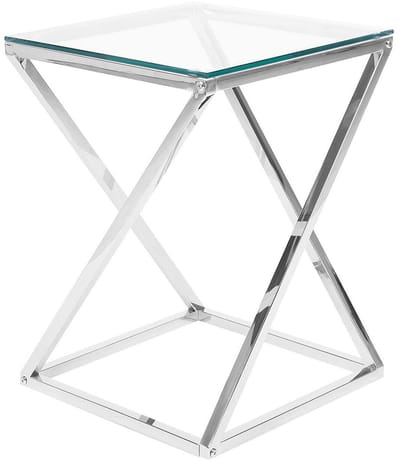 BEVERLY - Bijzettafel - Zilver - Glas