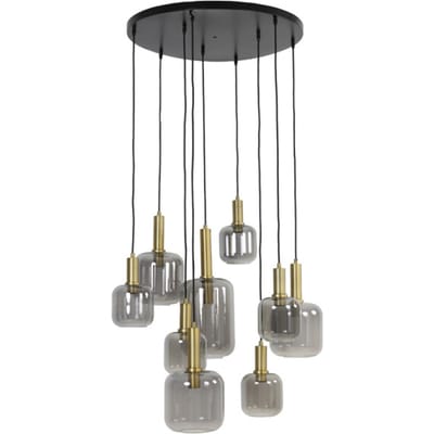 Light & Living Hanglamp Lekar 9-Lamps - Antiek Brons/Smoke
