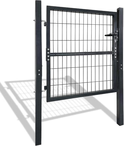 100x100cm Tuinpoort van Verzinkt Staal, Tuinvleugeldeuren met Enkel Golfrooster, Hoogwaardig Slot, Deurklink en Sleutels, Tuinhek voor Opritdeur en Magazijnen/Bouwplaatsen, NAIZY