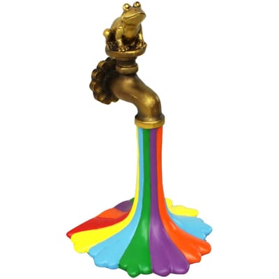 Kikker Regenboog Kraan Ornament Hars Tuin Decoratief Dier Regenboog Kraan Beeld Handwerk voor Buiten brown