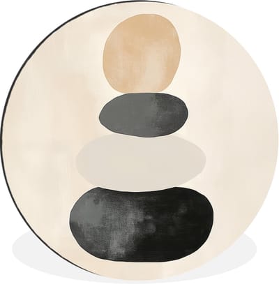 WallCircle - Wandcirkel - Muurcirkel - Japandi - Wabi sabi - Beige - Aluminium - Dibond - 140x140 cm - Binnen en Buiten