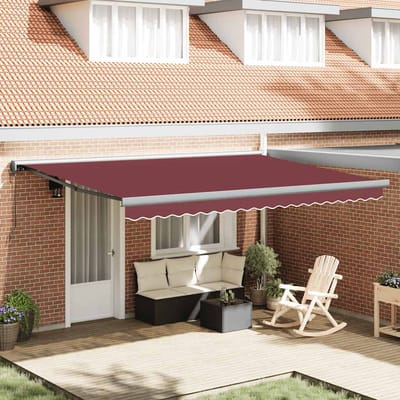 vidaXL - Uitschuifbare - luifel - Bordeaux - met - Antraciet - Frame - 450 - × - 300 - cm