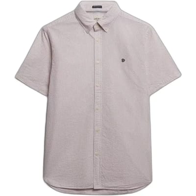 Superdry Overhemd Classic Seersucker S/s Shirt M4011102a Cream/pink Mannen Maat - S