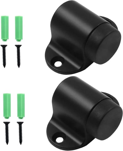 Deurstoppers Set - Vloer stoppers - Muren beschermen - Met rubberen bumper - 2 stuks - Zwart geborsteld