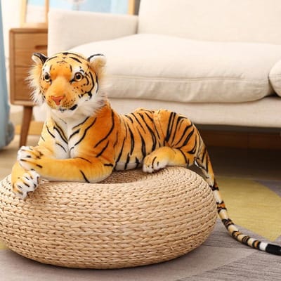 30-110Cm Grote Maat Simulatie Siberische Tijger Pluche Speelgoed Levensgetrouwe Dierlijke Poppen Kinderen Kids Decor Verjaardagscadeau 40cm bruin