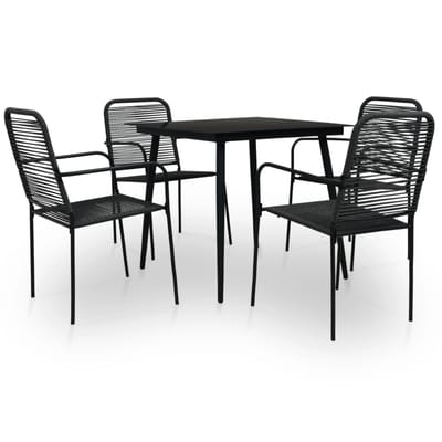 vidaXL - 5-delige - Tuinset - katoenen - touw - en - staal - zwart