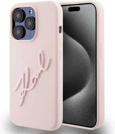 Karl Lagerfeld Backcase hoesje geschikt voor iPhone 15 Pro - Effen Roze - Kunstleer