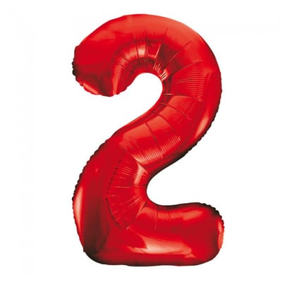 Wefiesta - Folieballon Cijfer 2 Rood - 86 cm