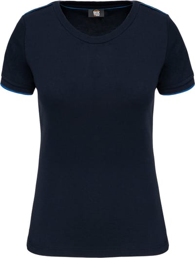 WK. Designed To Work Dames-t-shirt Day To Day korte mouwen WK3021 - Navy / Light Royal Blue - L