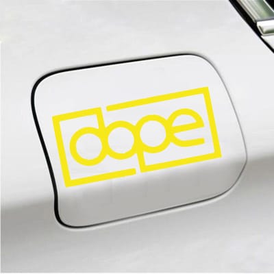 Bumpersticker - Dope - 6,8 X 14,8 - Geel