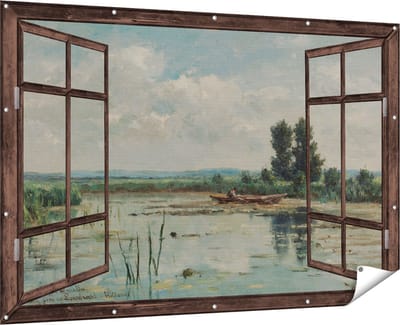 Gards Tuinposter Doorkijk Plas bij Loosdrecht - Willem Roelofs - 180x120 cm - Tuindoek - Tuindecoratie - Wanddecoratie buiten - Tuinschilderij