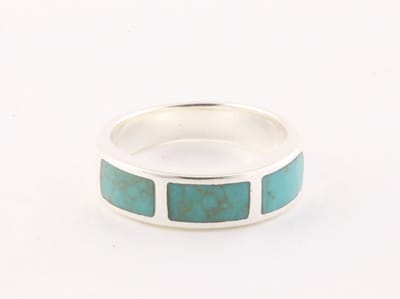 Zilveren ring met groene turkoois - maat 21.5