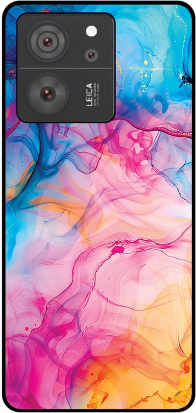 Smartphonica Telefoonhoesje Geschikt voor Xiaomi 13T / 13T Pro met Regenboog Acryl Marmer Opdruk - TPU Backcover Case Rainbow Acrylic Marble Design geschikt voor Xiaomi 13T;Xiaomi 13T Pro
