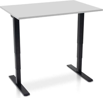 Zit-sta bureau elektrisch verstelbaar - MRC COMFORT NEN-EN 527 | 140 x 80 cm | frame zwart - blad grijs | 130 cm hoog | 100KG draagvermogen