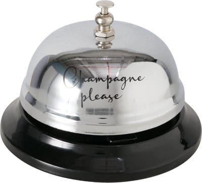 Toonbankbel - Zilver - Zwart - 8x6cm - Metaal - "champagne please"