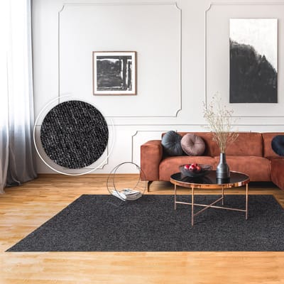 Flycarpets Laagpolig Vloerkleed Barnova Gemeleerd - Antraciet