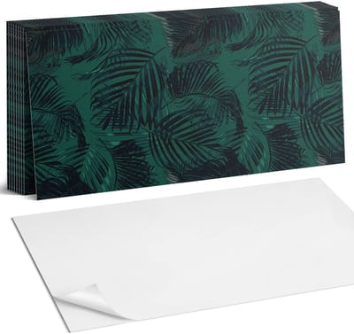 Coloray Plaktegels - Palmbladeren op de achtergrond Zelfklevende Wandtegels - 40 cm x 20 cm - Zwart Plaktegels - 10 stuks - Rechthoek PVC Tegels - Plaktegels Badkamer - Vloertegels Zelfklevend - Vinyl Tegels Zelfklevend - Portugese Tegels