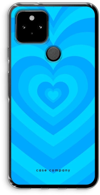 Case Company® - Hoesje geschikt voor Google Pixel 5 hoesje - Hart Blauw - Soft Cover Telefoonhoesje - Bescherming aan alle Kanten en Schermrand