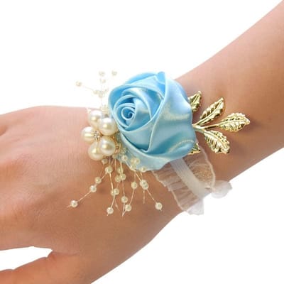 Polsarmband Bruiloft Bloemen - Bloemen Hand Armband - Feestelijke Gelegenheden - Verstelbare Maat - Eén Maat - Roze Parel