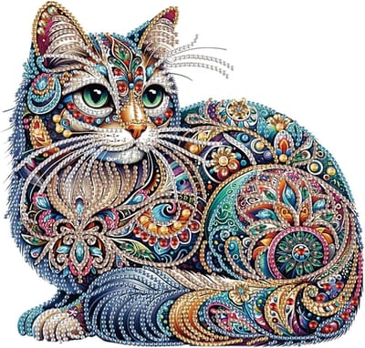 BOTC Diamond Painting Volwassenen - Diamond Painting Kinderen - Diamond Painting Pakket Volledig - 30x40CM - Kat