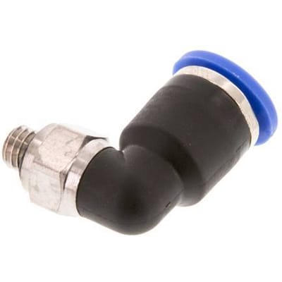 6mm x M 5 90 graden L-verbinding Messing/PA 66 Insteekfitting Buitendraad Kort Draaibaar NBR [2 Stuks]