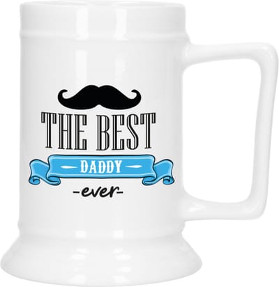 Bellatio Decoration Cadeau Bierpul voor papa - blauw - keramiek - 530 ml - Vaderdag