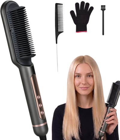 Beyeza Stijlborstel - Stijltang en Krultang 2 in 1 - Warmteborstel - Krulborstel Haarstyler - Thermal Brush - Multistyler Stoom - Krullend Haar Producten - Haarborstel Elektrisch