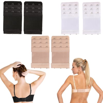3 paar bh verlengstuk - ondergoed schouderbandgesp - bh rugsluiting verlengbandje - bra extender - elastische verlengingsgesp - 3 rijen en 3 haken - voor zwangerschap, borstvoeding en dagelijks gebruik (Maat onesize - zwart, wit, nude)