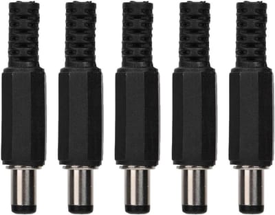 5 Stuks DC Power Plug 2.1mm x 5.5mm Male Connector, Coaxiale Adapter voor Elektronica en CCTV Toepassingen
