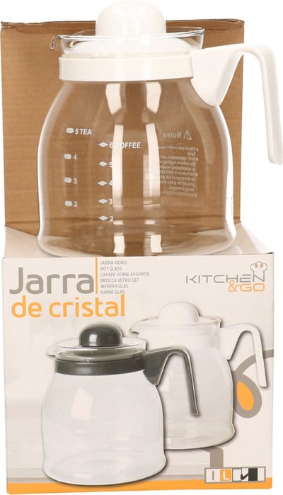 Gerimport Thee/koffie pot - witte deksel en handvat - 1 liter