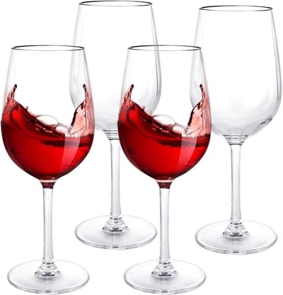 Set van 4 Grote Plastic Wijnglazen van 550ml, Ideaal voor Feesten, Camping en Zwembaden