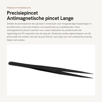Dailygoods - Precisiepincet - Antimagnetische pincet - Lange levensduur - Zwart - Corrosieweerstand - Ideaal voor PC-reparaties - Professioneel gebruik